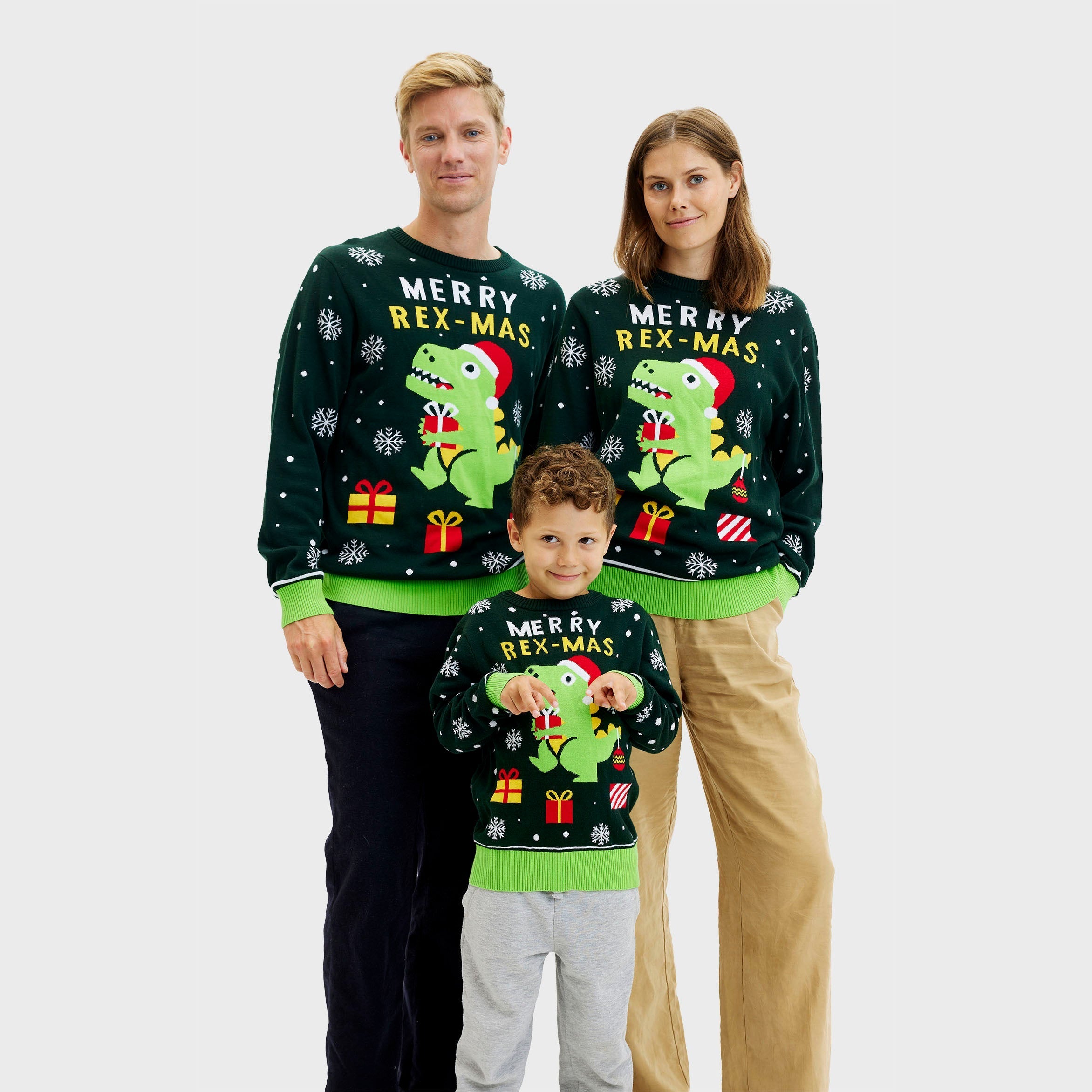 Niedlicher Dino-Weihnachtspullover – Herren.